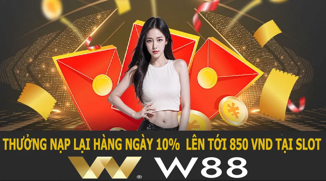 W88 Thưởng Nạp Lại Hàng Ngày 10%  Lên Tới 850 VND Tại Slot